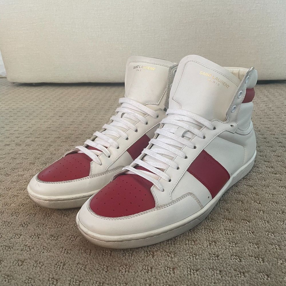 Saint Laurent Court Classic SL/10H‎ High Top Sneakers Men US 10.5 EU 43.5 White